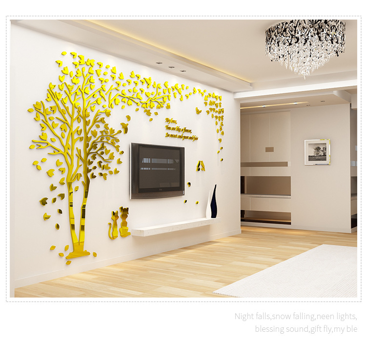 Tree Shaped Living Room Background Wall Decoration Stickers 3d Stereo Acrylic Wall Stickers