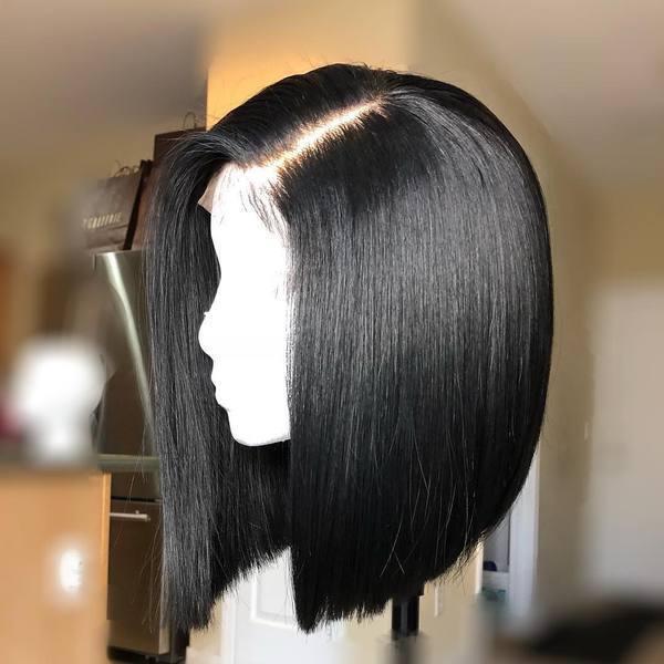 Straight Bob Lace Front Human Hair Wigs Brazilian Virgin Human Hair T Shape Middle Part Human Hair Lace Frontal Bob Wigs