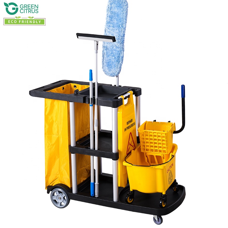 New Multifunction Restaurant hotel leaning 3 Shelves Janitor Trolley cart
