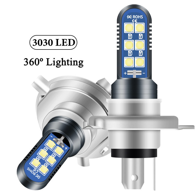 12-80V мото лампы для мотоцикла скутера ATV 3030 фары светодио дный фара мотоцикла P15D H6 светодио дный BA20D светодио дный H4 светодио дный