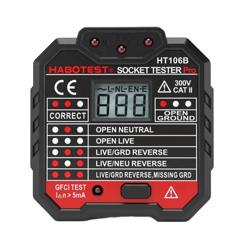 HABOTEST Socket Tester Pro HT106B Socket Detector US Plug Line Tester GFCI Test Electroscope Circuit Breaker Finder Voltage