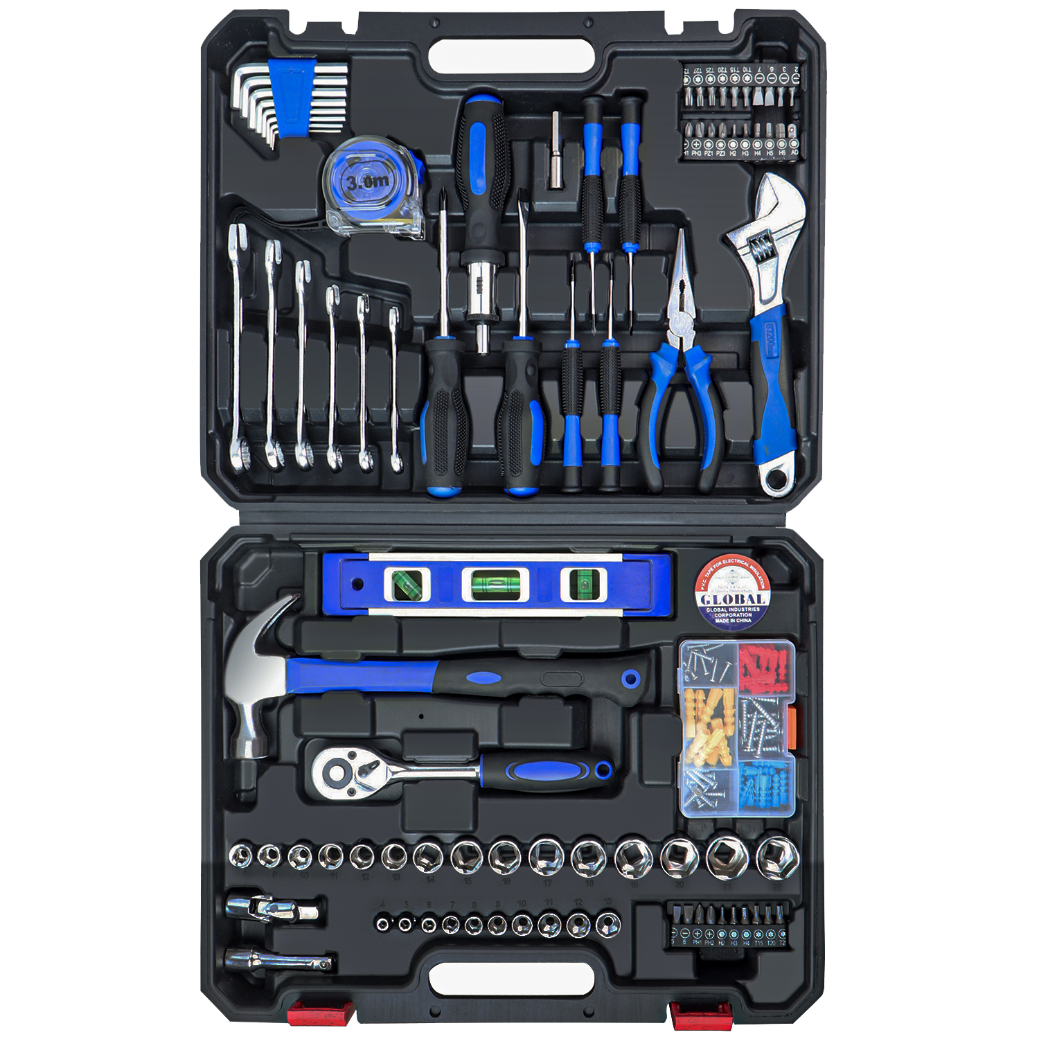 Professional Home Tool Kit Tool Set 146 Pieces Metric Household Hand Tools Auto Repair with Portable Toolbox for Homeowner