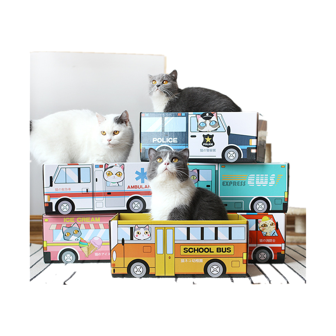 Wholesale cute design kitten claws toy cat scratch board corrugated box litter sofa cat scratcher house funny cat Paper Box