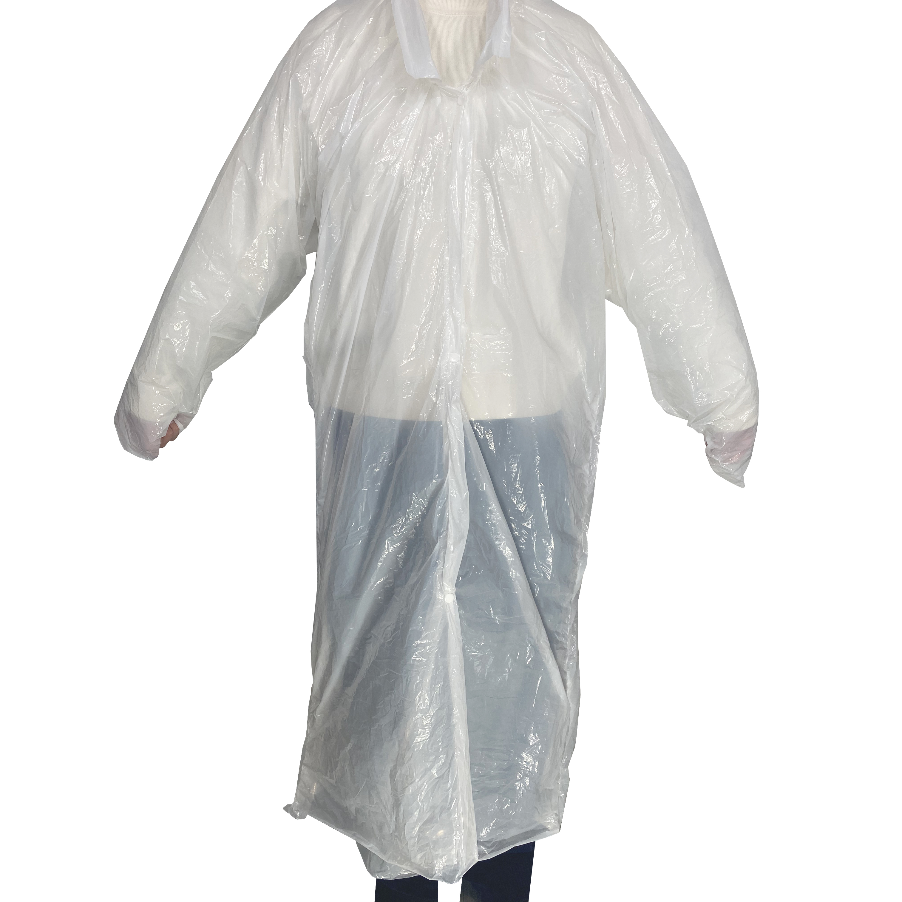 PE Unisex Large size transparent Plastic disposable Visitor Coat with 4 snap