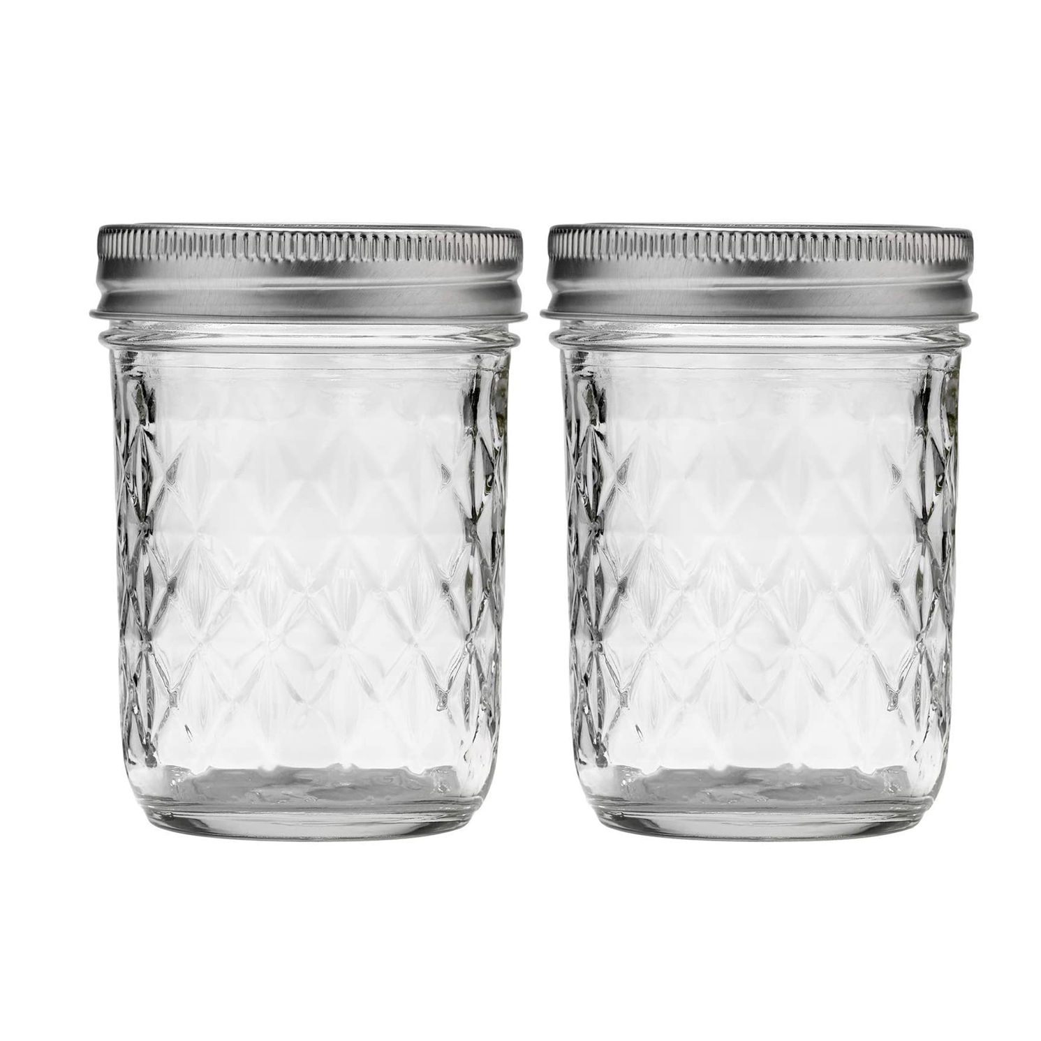 High Quality Clear Rhombus Pattern Glass Bottle Jam Honey Glass Jar Wide Mouth Mason Jars