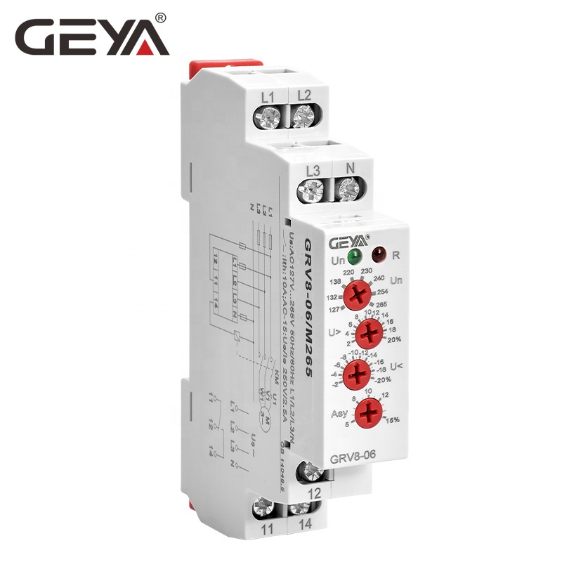 GEYA GRV8-06 Европейским сертификатом соответствия сертификатом от сертификационной организации сертификат 3 обрыва фазы чередования фаз текущий контроль уровня напряжения реле измерение напряжения тока автомат защити цепи