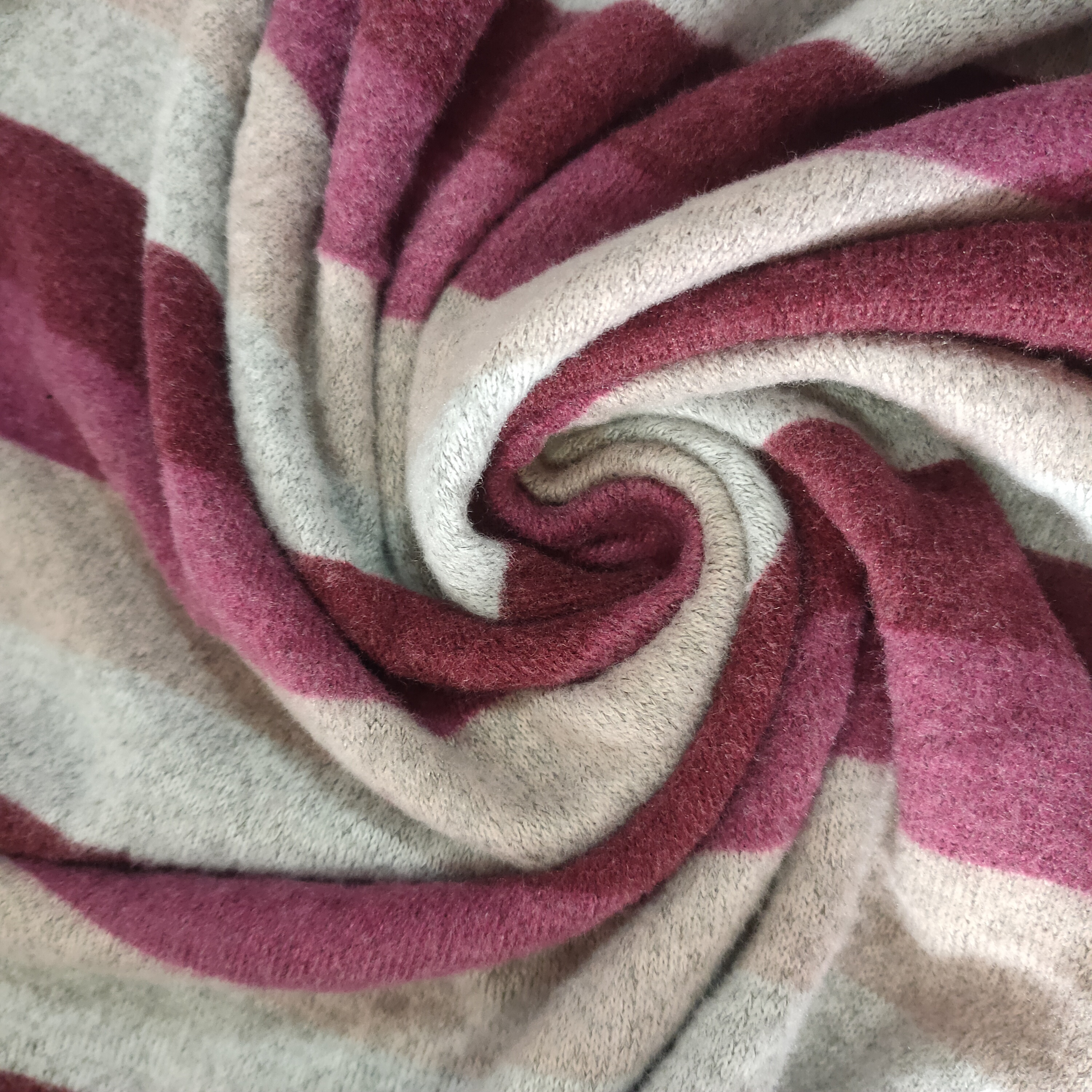 100% recycle polyester knitted recycle hacci stripe blushed fabric