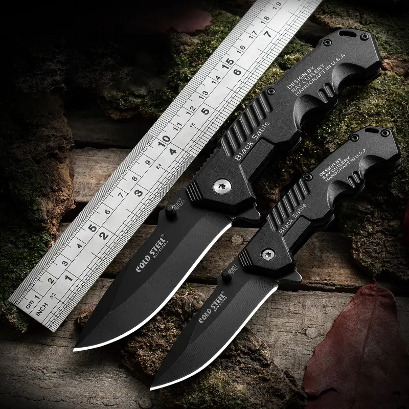 Cold Steel Black Sable Knife Outdoor hunting and camping stainless steel handle folding knife