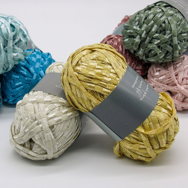 ZENGLONG 42% nylon 58% acrylic 50g flat tape ribbon yarn fancy blended yarns ball custom color DIY hand knitting crochet yarn