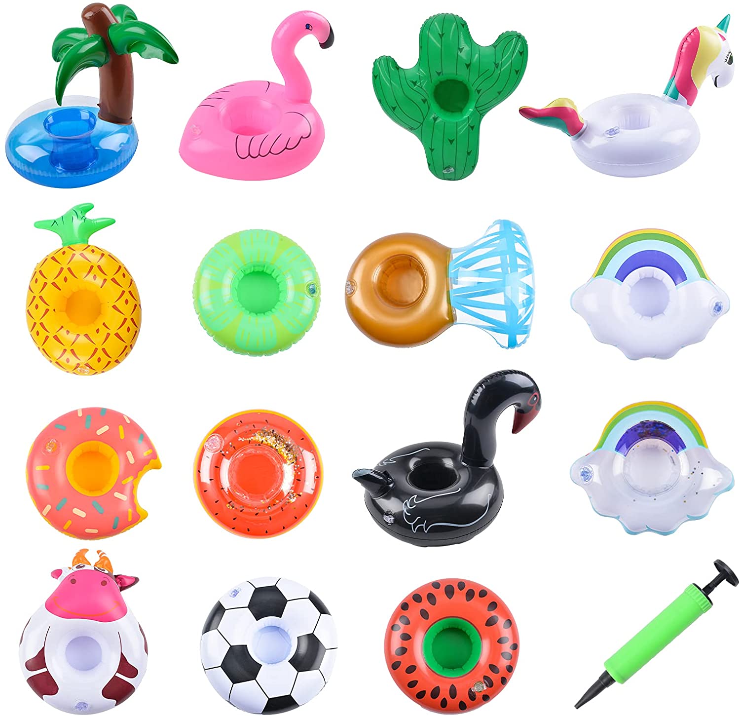 Cheap Price Inflatable Flamingo Unicorn Cow Beer Cup Holder Pool Accessories Colorful Beach Drink Holder Coasters