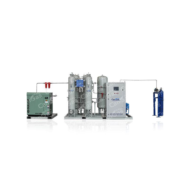 PSA oxygen generator with oxygen filling station