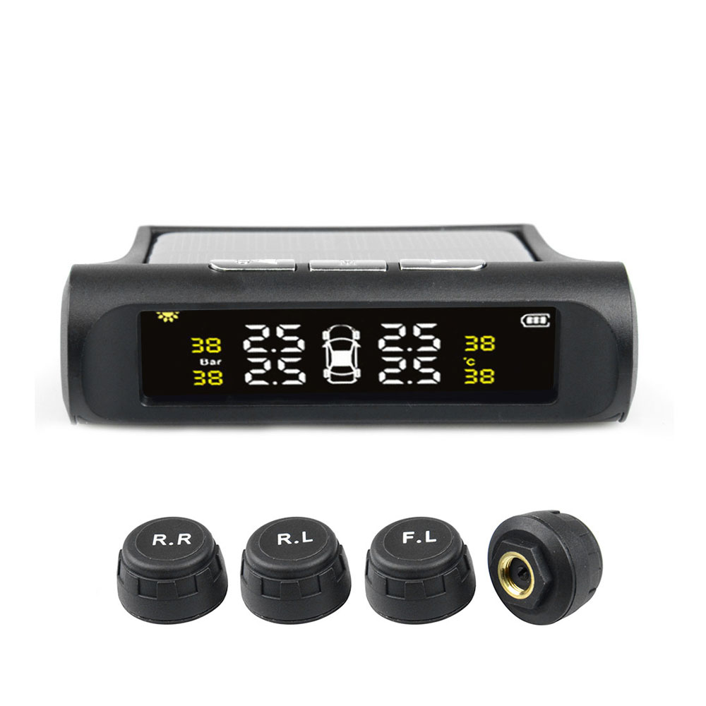Universal Solar TPMS Wireless Tire Pressure Monitoring System Solar Charging TPMS Internal / External Sensors Cars LCD Display