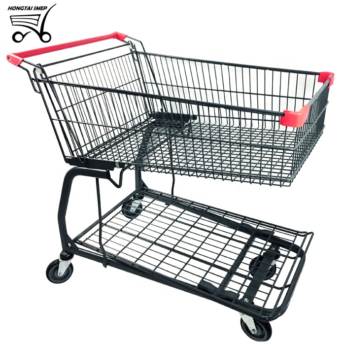 High quality unfolding metal shopping cart trolley used in supermarket