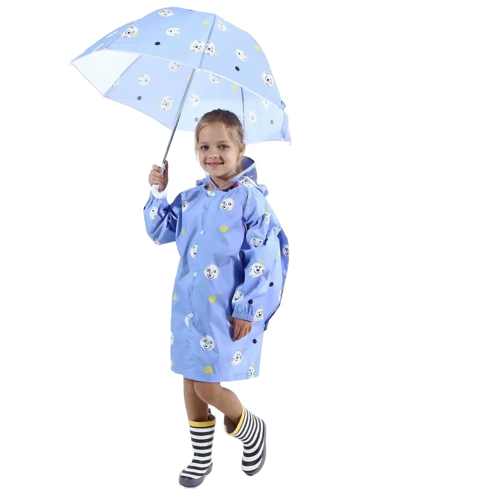 kids wear rain coats Outdoor kids girls PU rain jacket hooded waterproof coat for children