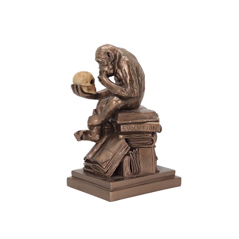 Resin Cast Copper Crafts Ancient Ape Watching Skullcandy Statue Home Decoration Monkey Statue Monkey Decoration