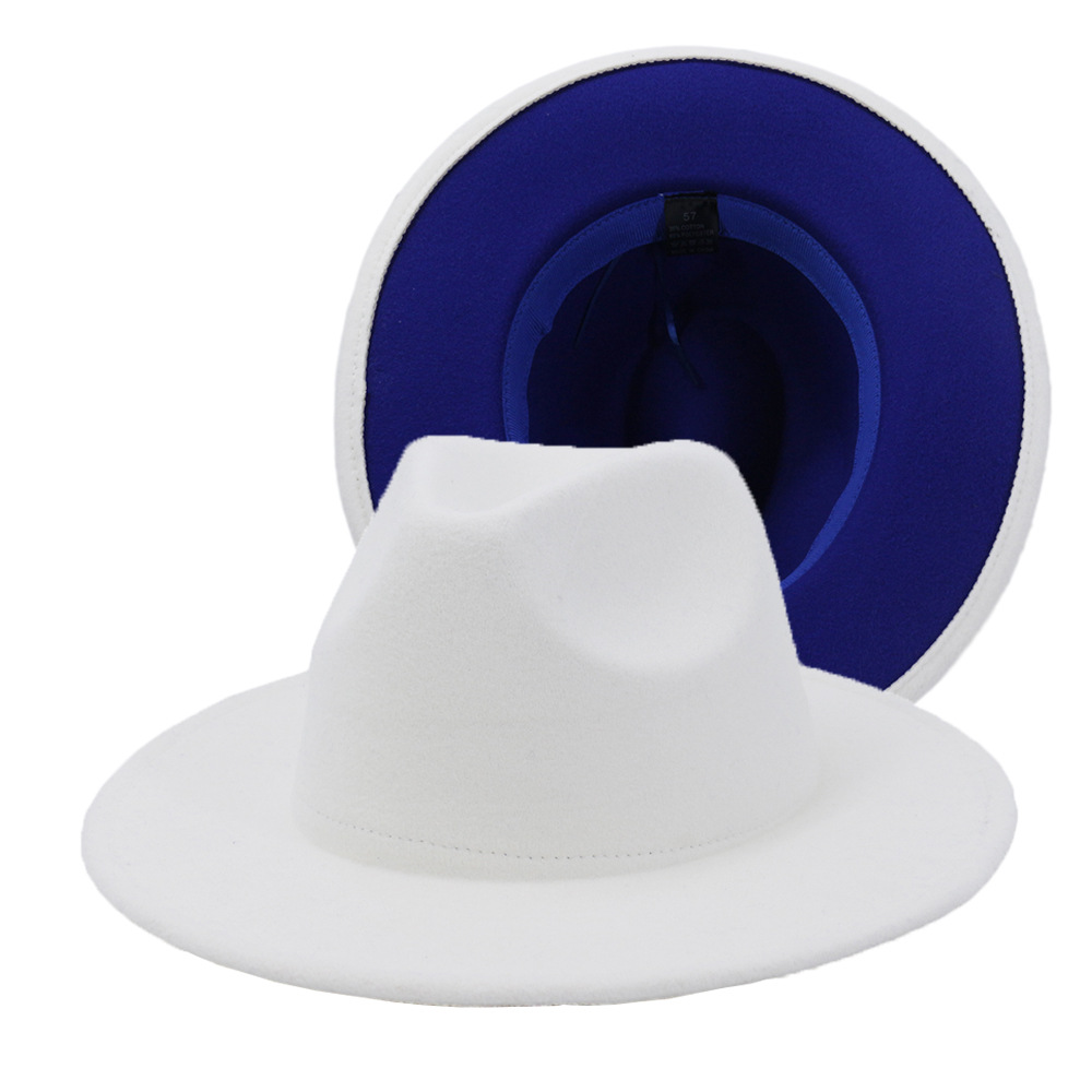 Panama Fodora Hats Women Wholesale 2021 New Designer Wide Brim Women Winter White Fodora Hats Two Tone Fedora Hats Men And Women