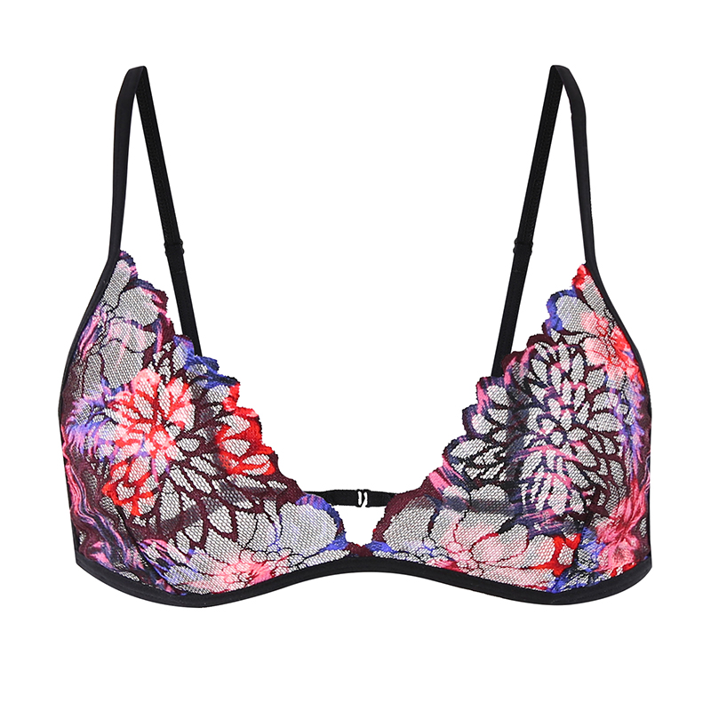 ladies hollow out floral bandage drawstring sexy lingerie panties and bra bralette set