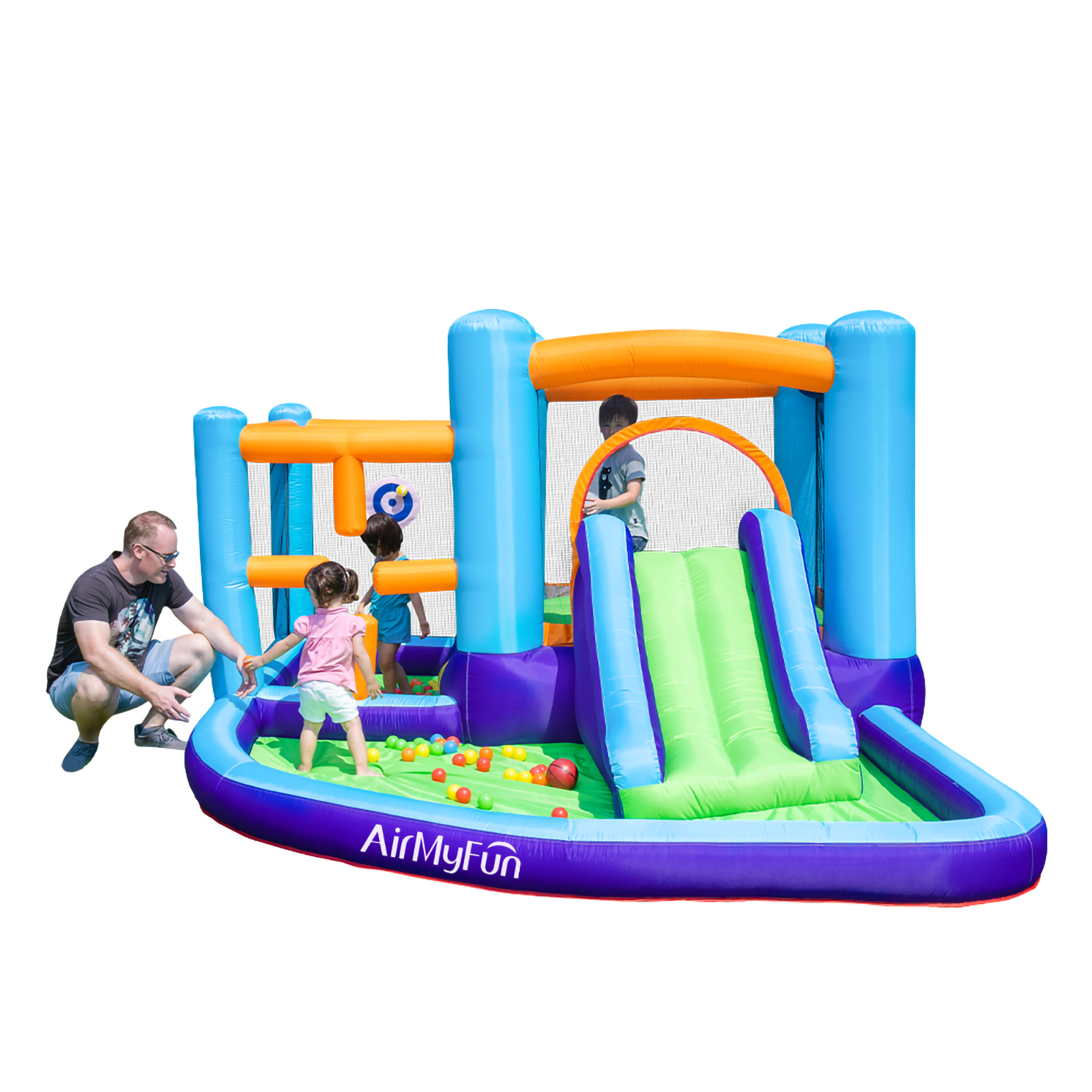 Shooting targeting game theme bouncer inflatable bounce house outdoor bouncy house