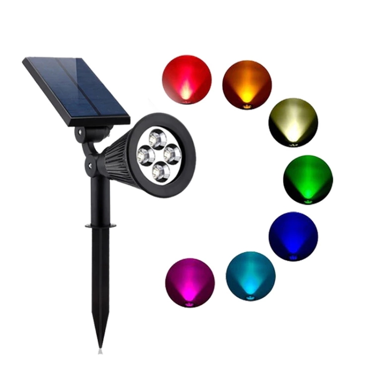 Уличная водонепроницаемая лампа RGB на солнечной батарее, садовый ландшафтный светильник для газона, 4 светодиода, IP65, наземное освещение