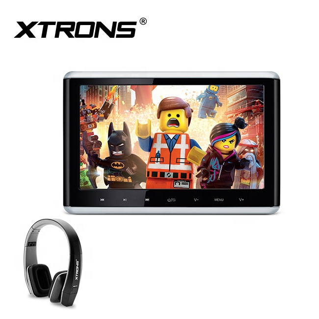 XTRONS 10,2 дюймовый 1280*720 Автомобильный Подголовник dvd монитор с AV out, IR, встроенные 32bit игры, наушники