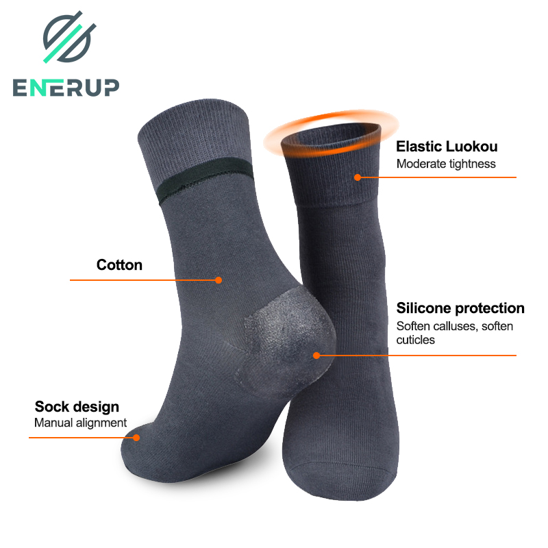 Enerup Wholesale custom knitting solid color mid-calf Cotton fiber Split foot socks mens Socks