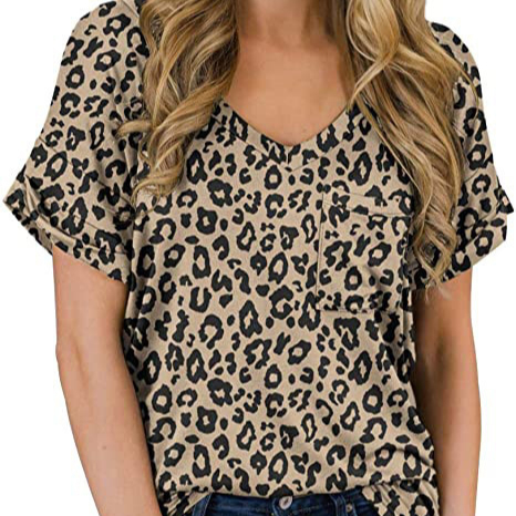 2021 Floral Printing V-Neck Casual Summer Comfortable Woman's T-shirt Fashion
