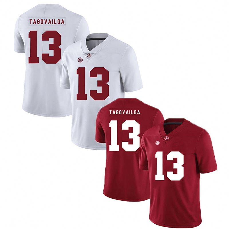 Сшитые логотипы Ncaa, Алабама, американский футбол, Джерси 13 # TAGOVAILOA, футболка, униформа