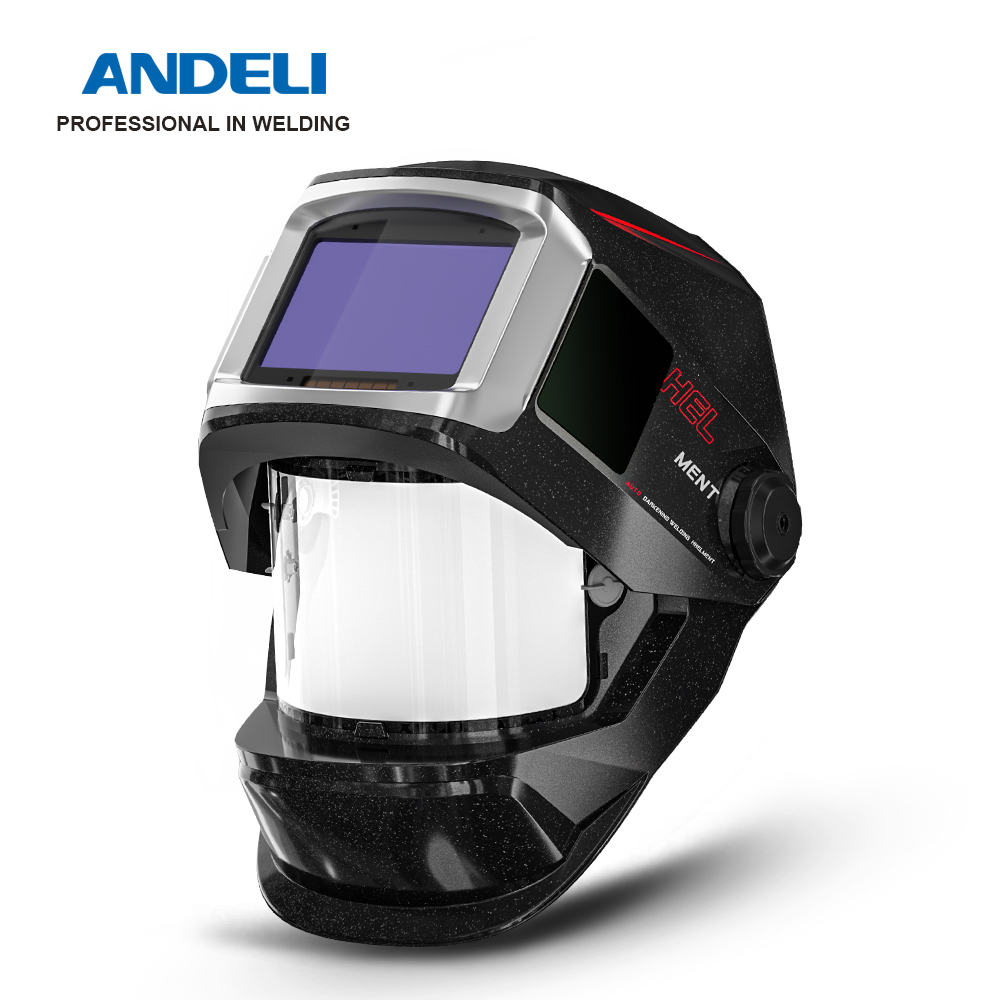 ANDELI-Сварочный шлем с большим обзором, откидной, автоматическим затемнением, маска с боковым видом, цифровая сварочная линза, True Color, 4 датчика дуги