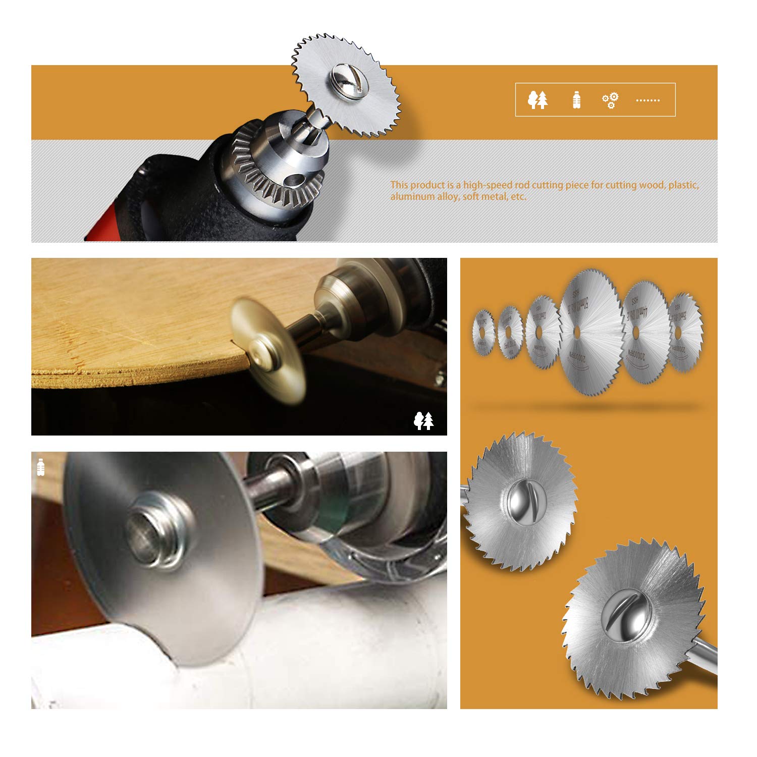 6 Piece HSS Circular Saw Blades  20 Piece Resin Cutting Discs  545 10 psc Diamond Cutting Wheels with 2 Screwdrivers