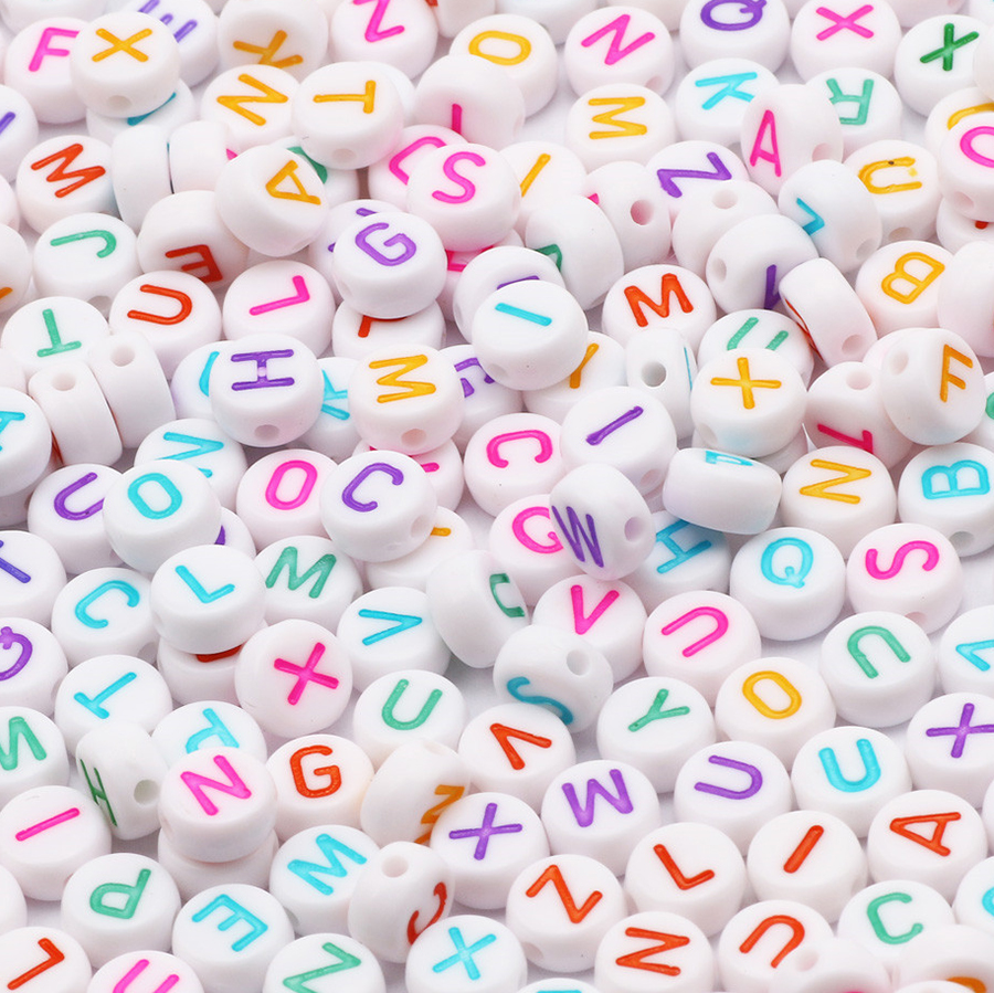 Wholesale 500G/Bag Colorful A-Z Single Letter Alphabet Acrylic Beads For Jewelry Making DIY