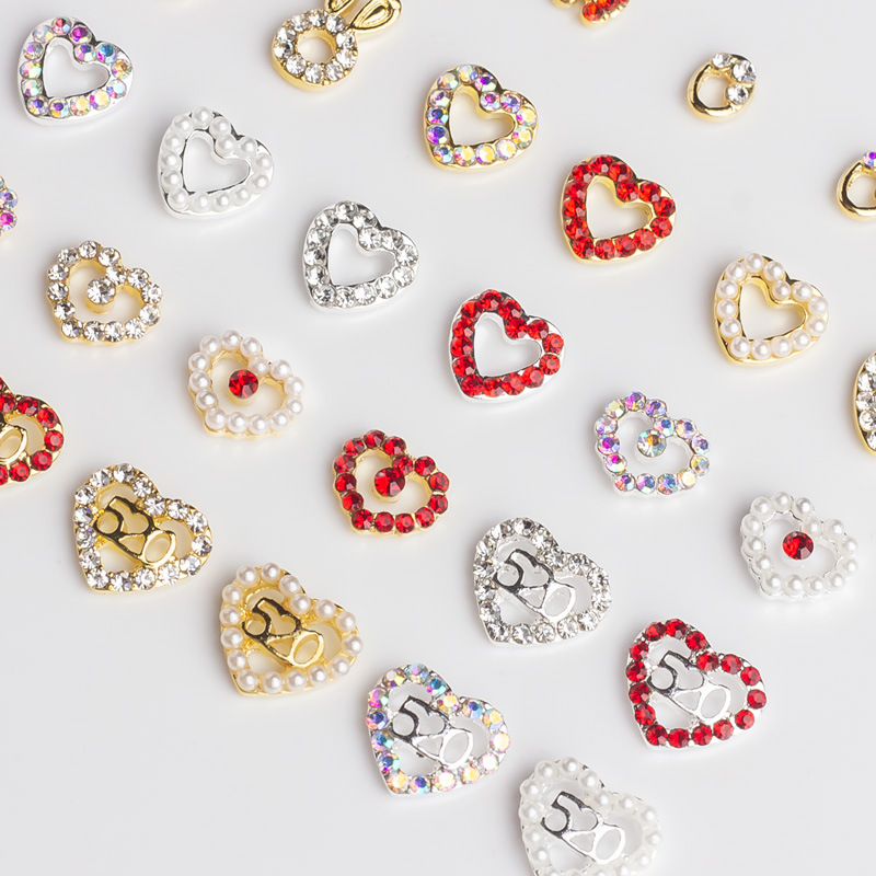 Металлические 3D украшения для ногтей Love Valentine, циркониевые украшения для ногтей, алмазные украшения для ногтей, украшения для маникюра