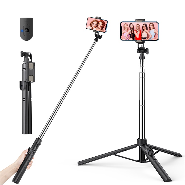 Factory direct selling aluminum selfie stick flexible tripod with remote control for group photos suitable for selfies