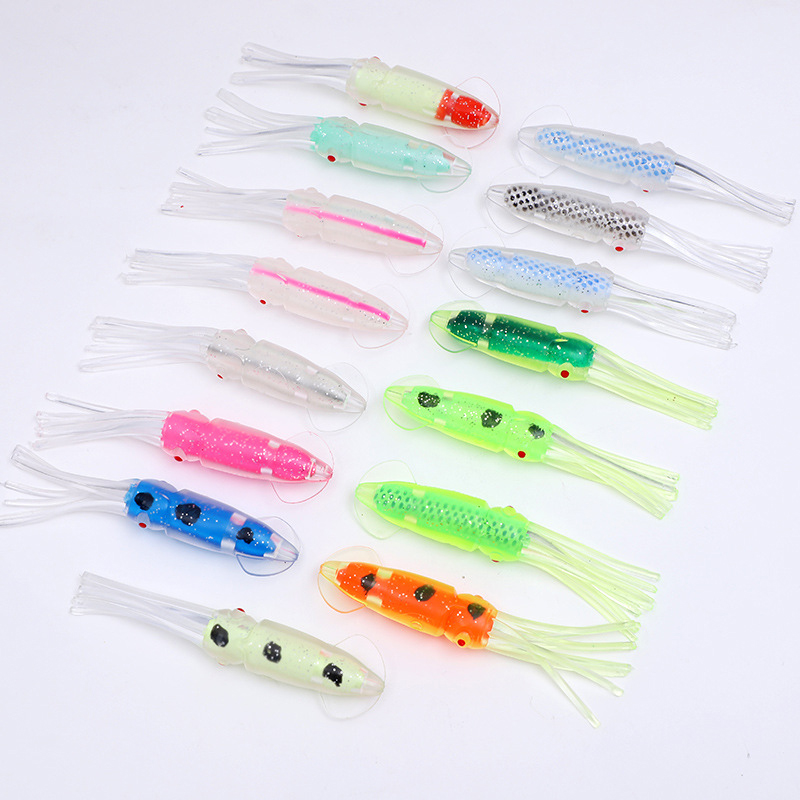 KY Colorful Luminous Squid Soft Bait Tunas Fishing Lure Fishing Bait Soft Lure Artificial Fishing Lures