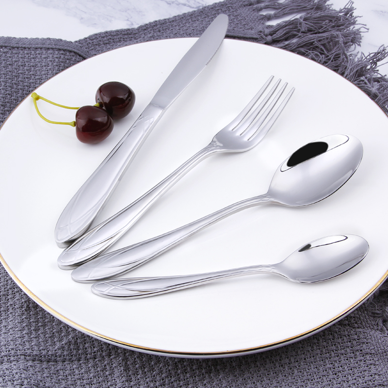 Luxury Metal Spoon Tea Spoon Forks and Knives 24 pcs Stainless Steel Cutlery Set for Hotel