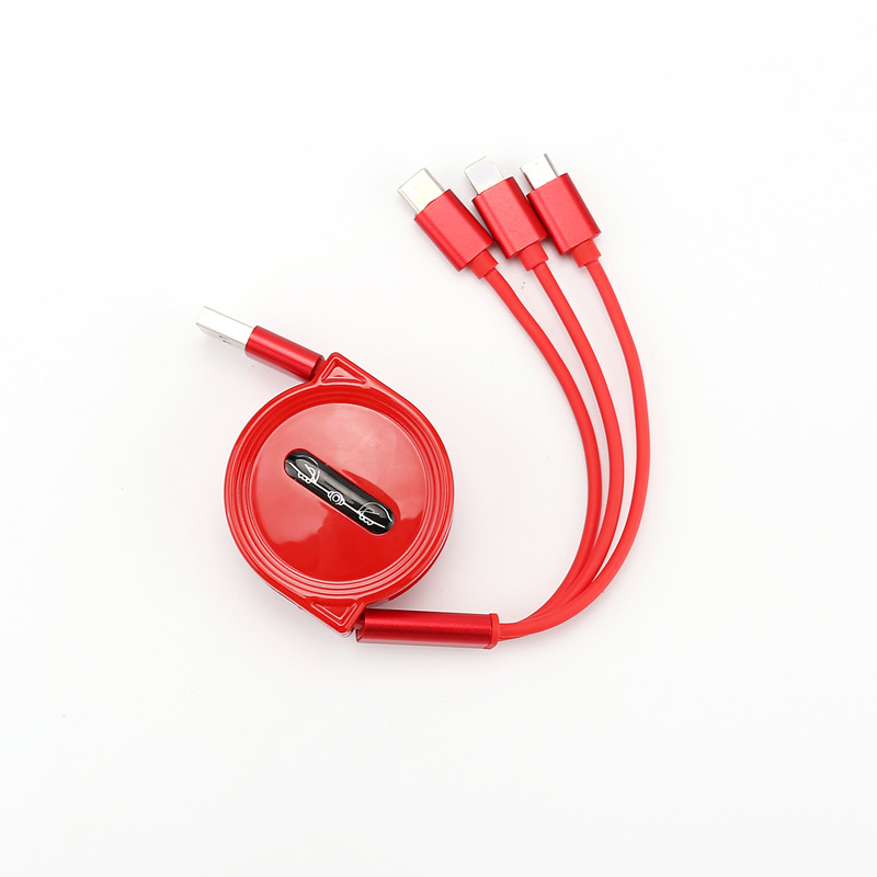 3 в 1 USB-кабель, Выдвижной зарядный кабель, внешние плетеные сетчатые кабели для передачи данных