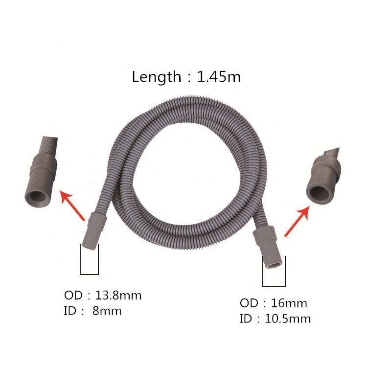 Dishwasher PP+TPE outlet drain hose 1.45m new replacement hose
