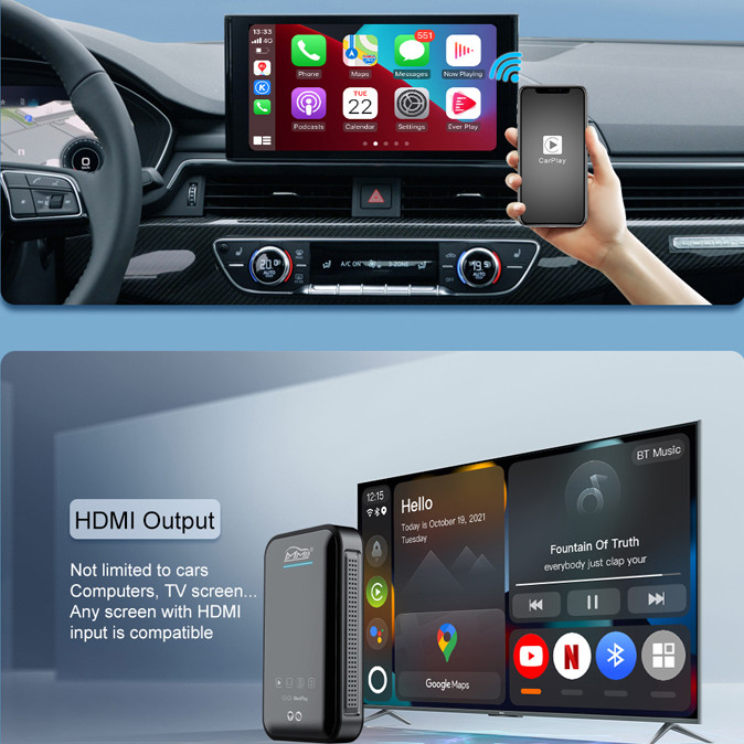 Joyeauto MMB AI коробка CarPlay Android 9,0 4 Гб + 32 ГБ, подключи и играй беспроводной для мобильных телефонов Apple Play коробка YouTube Netflix видео для всех автомобилей