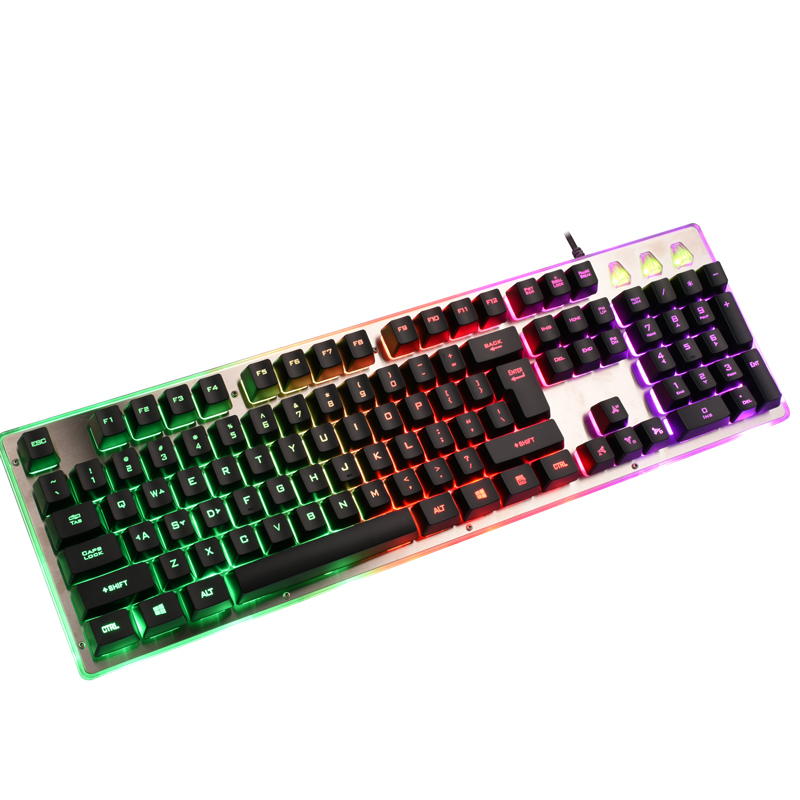 Проводная светящаяся RGB светодиодная клавиатура с подсветкой, компьютерная игровая RGB клавиатура, USB клавиатура