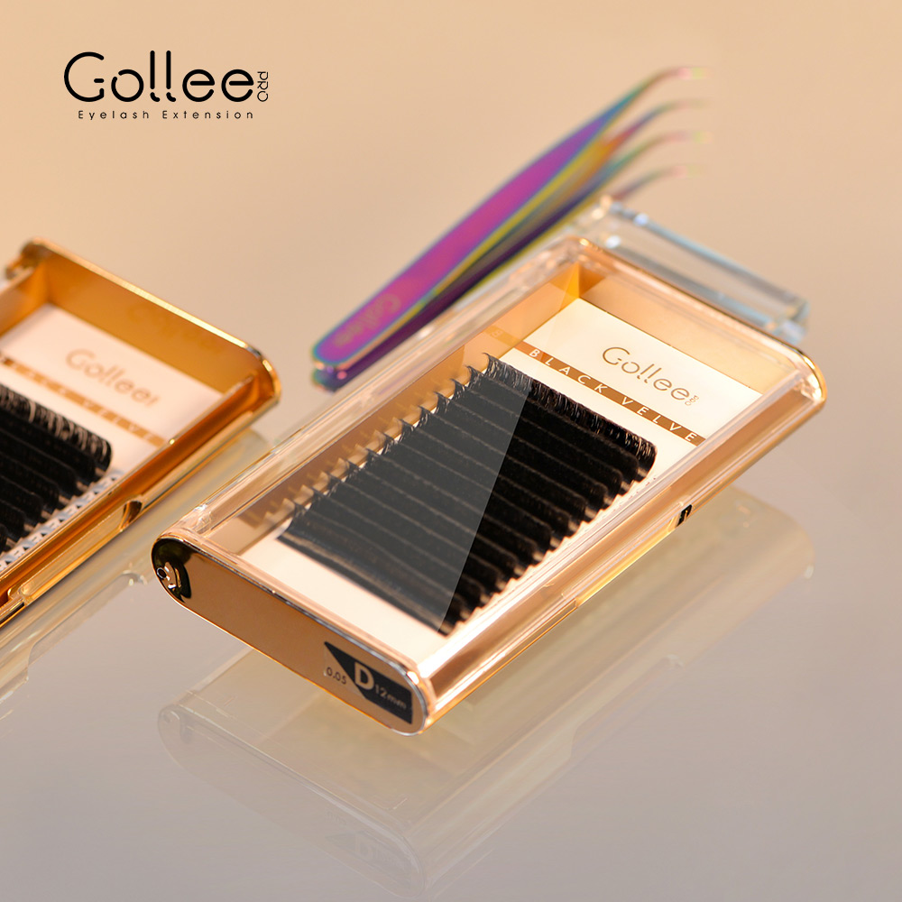 Gollee с фокусным расстоянием 25 мм Корея U Curl готовых быстро раздувает из кашемира норки человеческих волос индивидуальные частные этикетки легко дуя, оптовая продажа ресниц для наращивания
