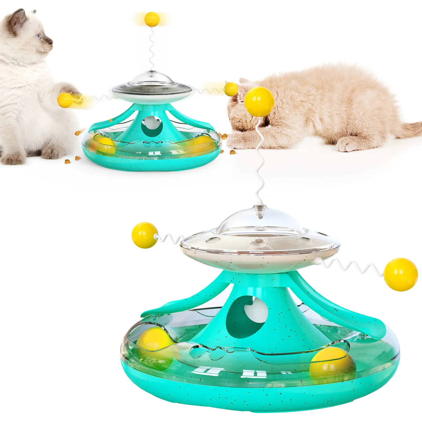 Pet supplies track turntable leakage ball automatic cat Teaser stick cat self hi boredom toy