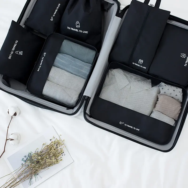Fashion 6 In 1 Travel Organizer Bag Set Lightweight Travel Luggage Organizer Bags 6 Pcs Packing Cubes Travel Bag Set