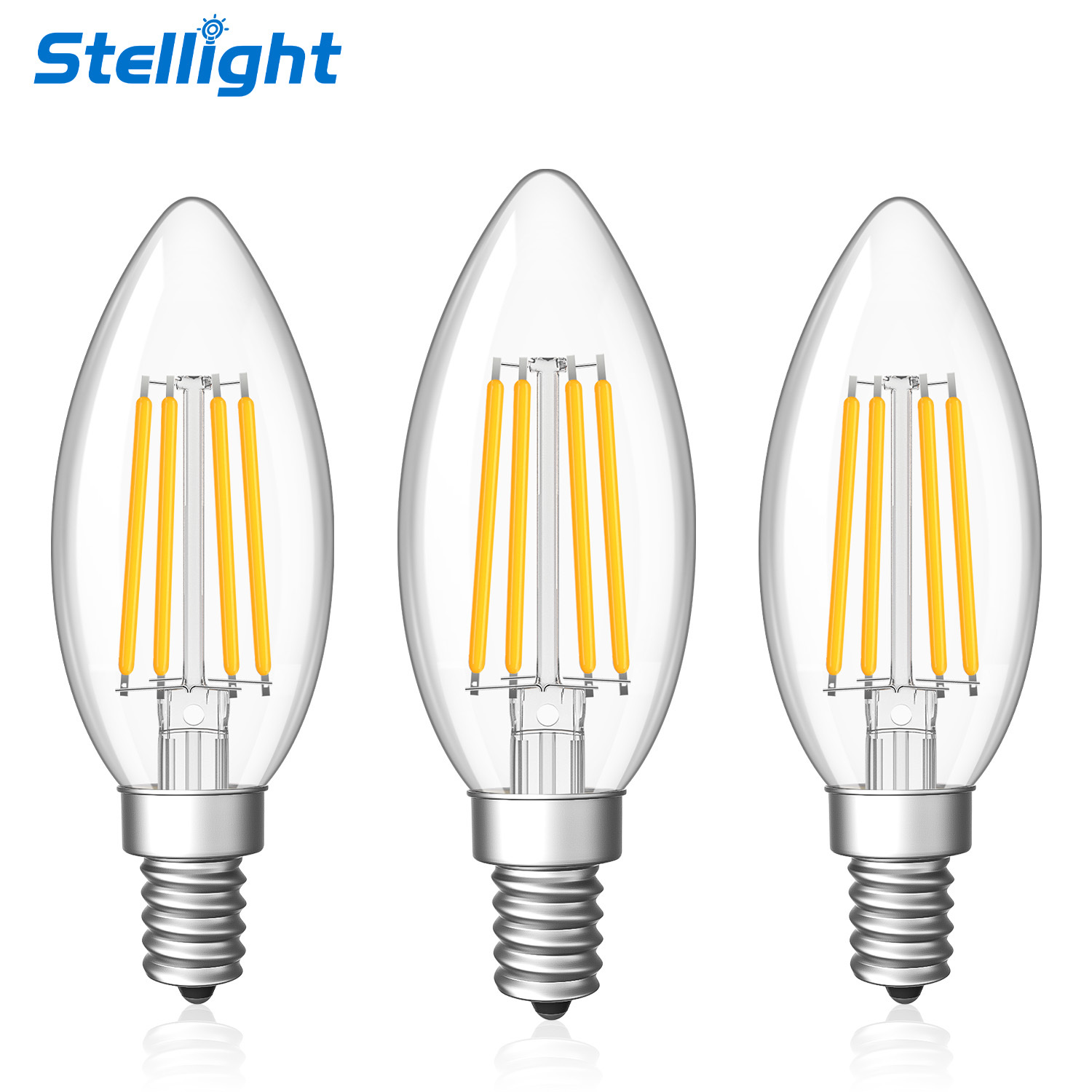Hotel Room Non-Dimmable Candle Bulb 220-240V 4W 440Lm E12 E14 Warm White C35 Candle Filament Led Light Bulbs for Living Room
