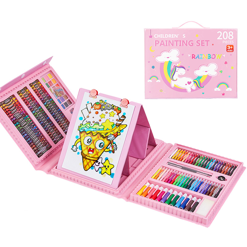 SINOART 208 PCS Art Supplies Drawing Art Kit for Kids Oil Pastels, Crayons, Colored Pencils, Watercolor Pens