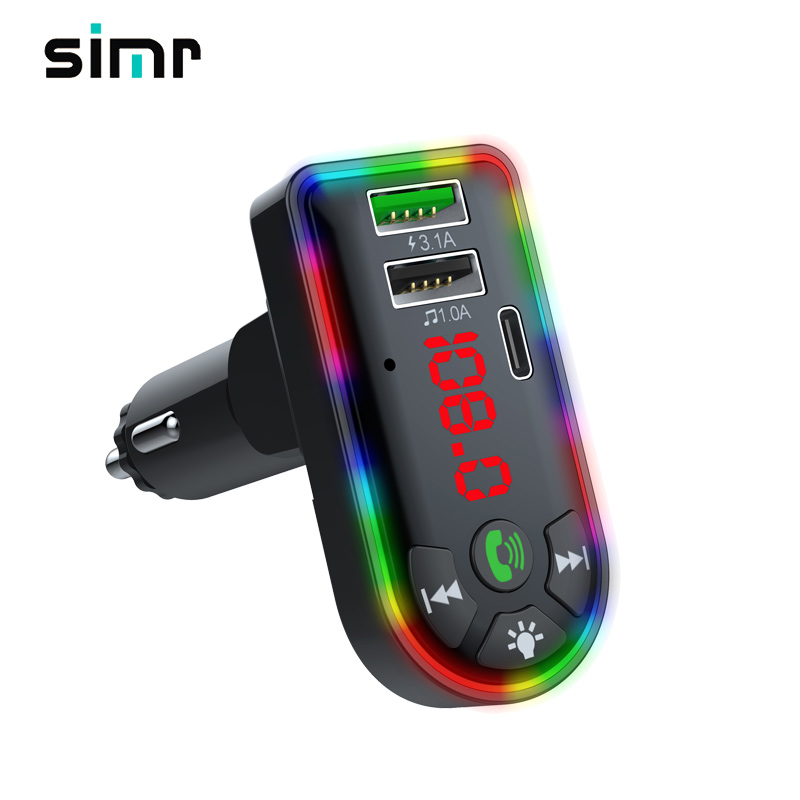 Автомобильный комплект громкой связи simr 7 + 1 с bluetooth, FM-передатчик, двойной USB-порт, 4,1 А, PD, type-C, автомобильное зарядное устройство, bluetooth, автомобильный mp3-плеер