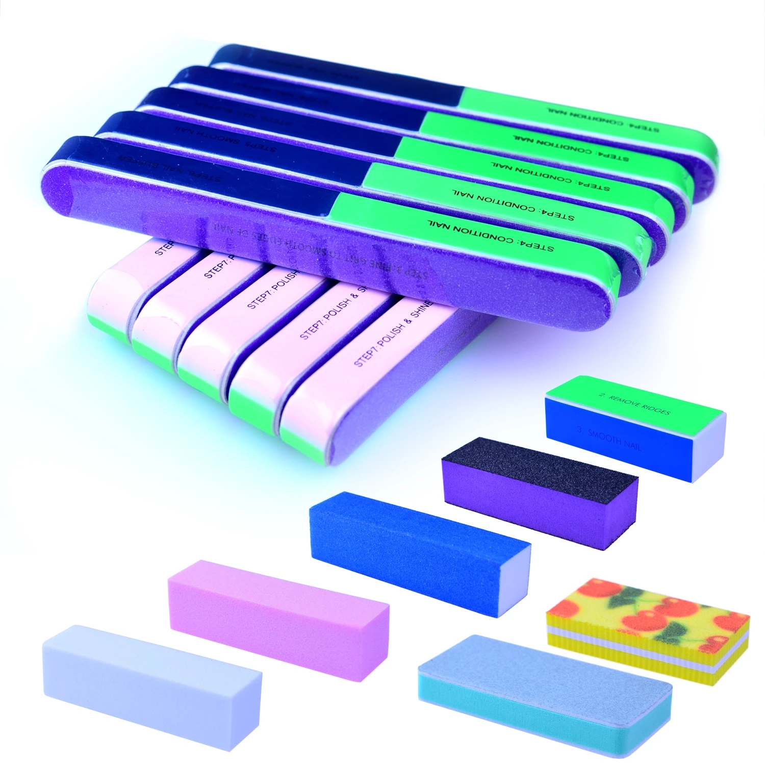 Professional Manicure Tools Kit Rectangular Art Care Buffer Block 100/180 Nail Files and Buffer