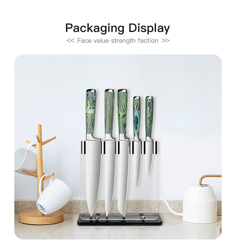 stainless steel #3CR13 Artifical Marble Handle quality knives set