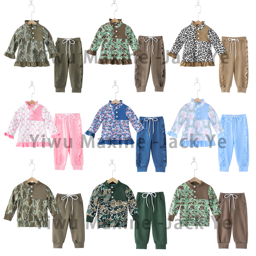 Maxine Factory Design Girl Fall Clothes Set Custom Name Children's Clothes Thick Material Girl Jogger Set