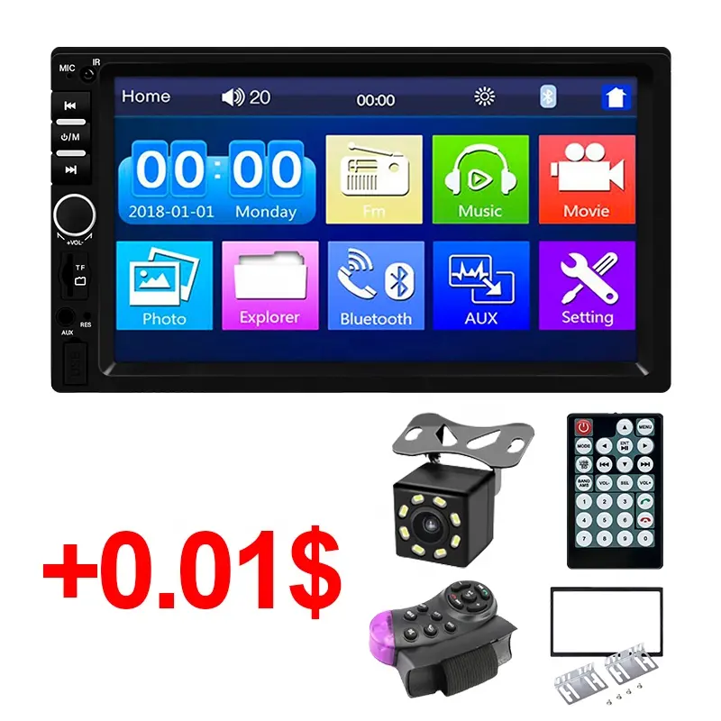 7inch HD LCD Touch Screen BT 2din Audio Car Stereo 7018B 7 Inch 2 Din Car Radio MP5 Video Player with Rear View Camera