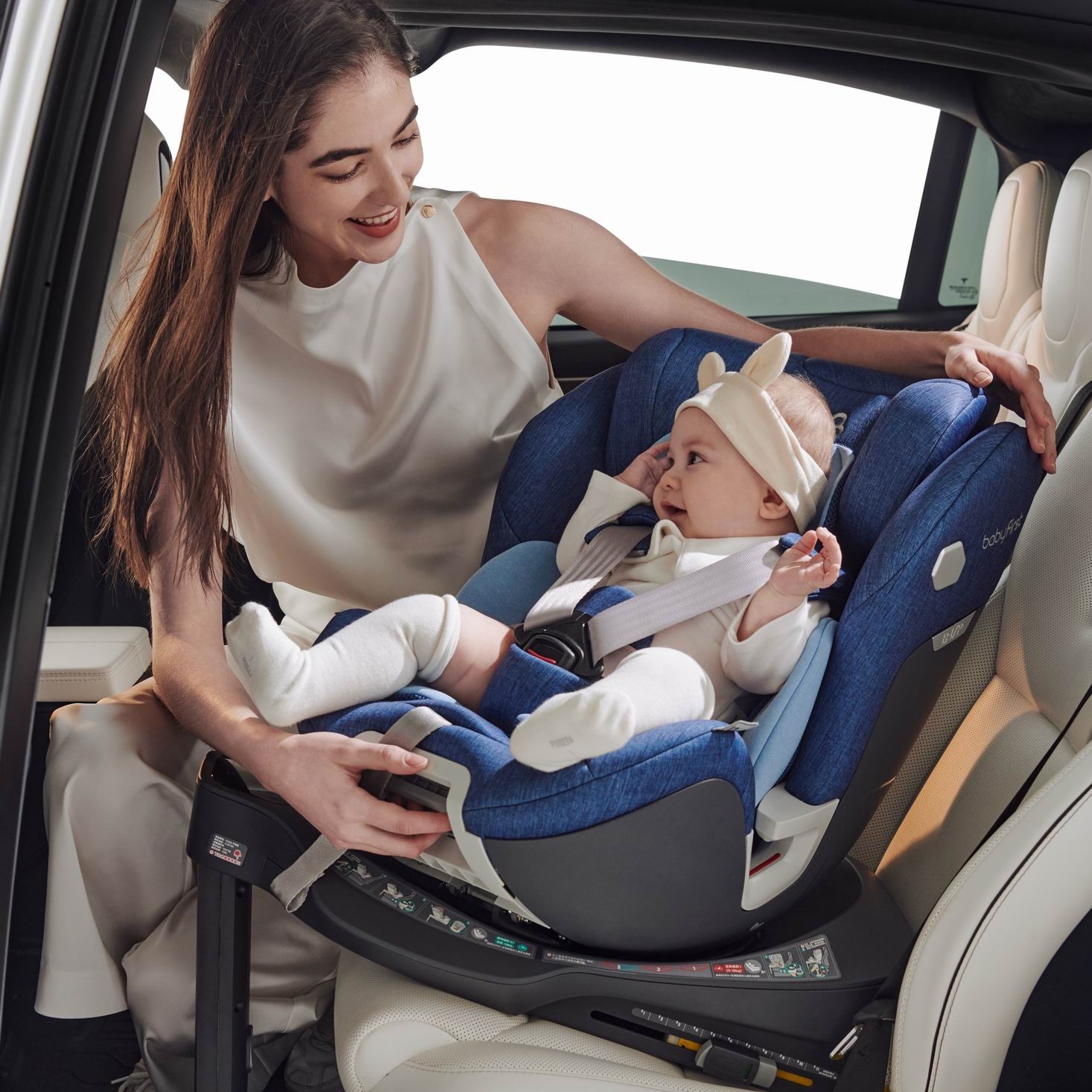 Вращающийся I-размеры 40-105 см с Isofix и опорная ножка синий новорожденного ребенка автокресло R153B