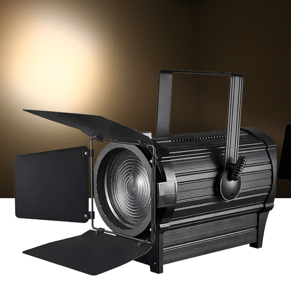 Professional 100W/200WManual zoom 3200K/5600K COB LED DMX TV studio theater dimmable display video spotlight LED fresnel light